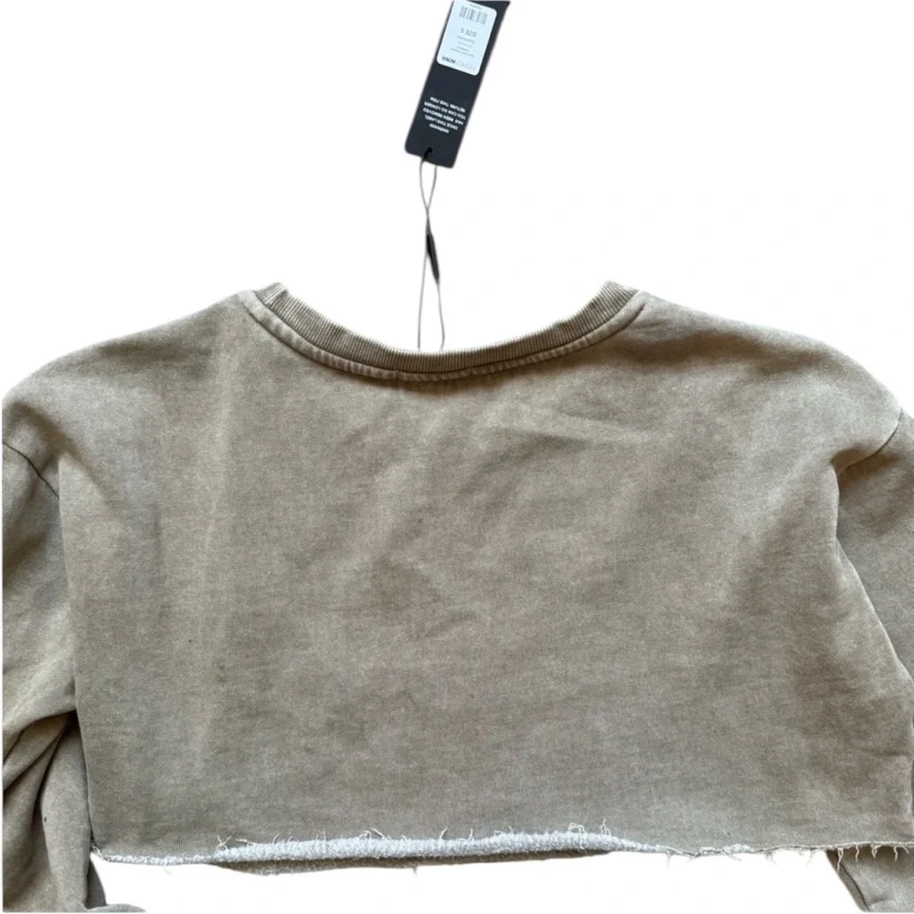 FASHION NOVA NEW YORK SPELLOUT CROPPED GREEN ORANGE Sweatshirt S - Picture 3 of 6